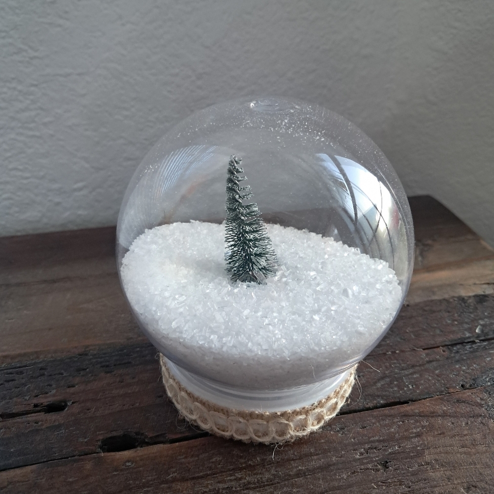 Handmade Bath Salt Snow Globe With Decorative Tree Accent Giftable Holiday